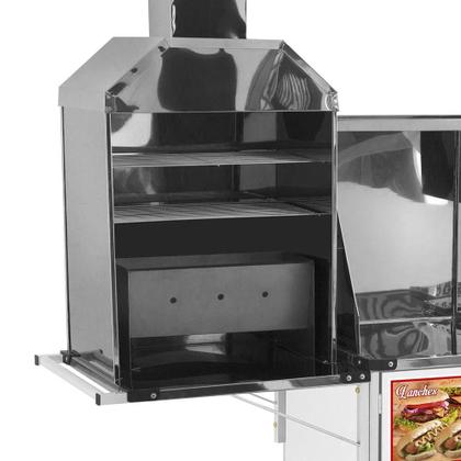Imagem de Carrinho 3 em 1 Cefaz Hot Dog, Lanche Churrasco Luxo Branco Rodas Maciças e Guarda Sol BLC11M/GS