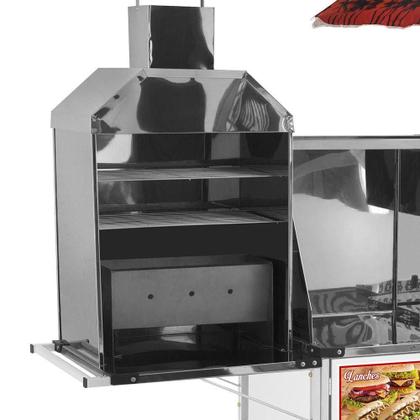 Imagem de Carrinho 3 em 1 Cefaz Hot Dog, Lanche Churrasco Luxo Branco Rodas Pneumáticas e Guarda Sol BLC12P/GS