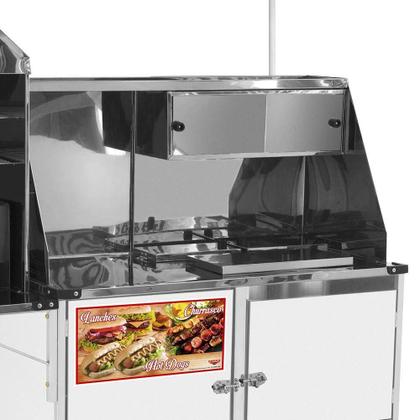 Imagem de Carrinho 3 em 1 Cefaz Hot Dog, Lanche Churrasco Luxo Branco Rodas Pneumáticas e Guarda Sol BLC12P/GS