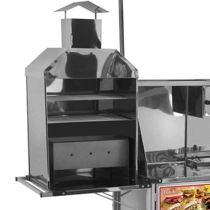Imagem de Carrinho 3 em 1 Cefaz Hot Dog, Lanche Churrasco Luxo Inox Rodas Pneumáticas e Toldo LC12P/T