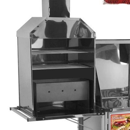 Imagem de Carrinho 3 em 1 Cefaz Hot Dog, Lanche e Churrasco Luxo Inox Rodas Maciças e Guarda Sol LC11M/GS