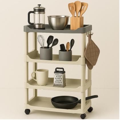 Imagem de Carrinho 4 prateleiras auxiliar manicure brinquedos cozinha fruteira quarto escritorio