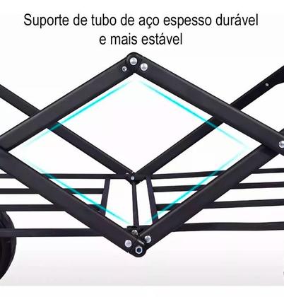 Imagem de Carrinho Articulado Praia Camping Dobrável Portátil 120k Mul Preto