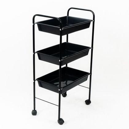 Imagem de Carrinho Auxiliar Cabeleireiro 3 Bandejas Preto