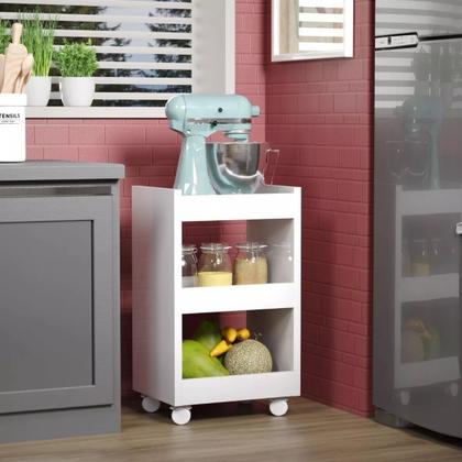 Imagem de Carrinho Auxiliar com Rodinhas Manicure Estética Salão de Beleza Cabeleleiro Organizador 3 Prateleiras Branco