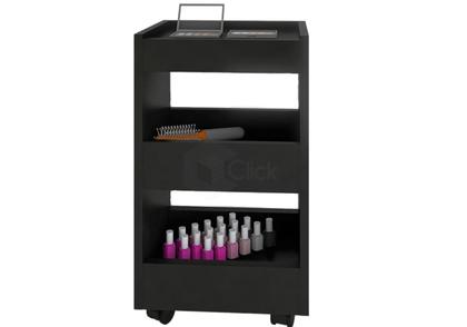 Imagem de Carrinho Auxiliar com Rodinhas Manicure Estética Salão de Beleza Cabeleleiro Organizador 3 Prateleiras Preto