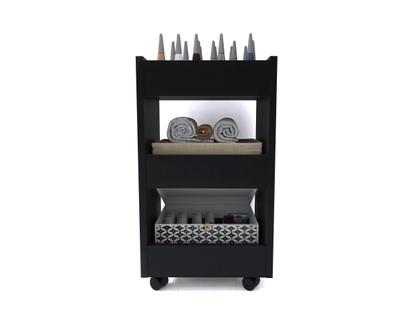 Imagem de Carrinho Auxiliar com Rodinhas Suporte para Esmalte Salão de Beleza Manicure Organizador 3 Prateleiras Preto