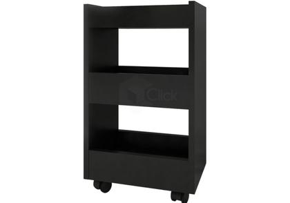 Imagem de Carrinho Auxiliar com Rodinhas Suporte para Esmalte Salão de Beleza Manicure Organizador 3 Prateleiras Preto