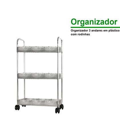 Imagem de Carrinho Auxiliar Estética 3 Bandejas Com Rodinhas Plástico