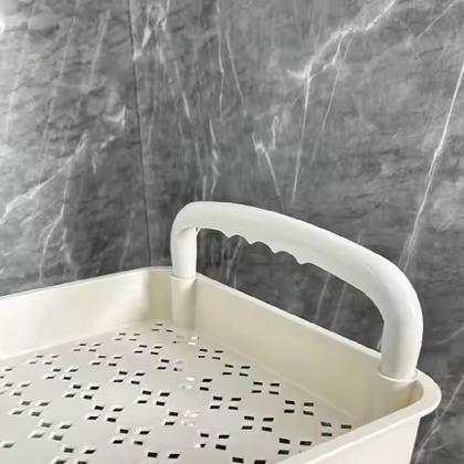 Imagem de Carrinho auxiliar organizador multiuso com 3 andares prateleiras rodinhas e ganchos para papelaria cozinha banheiro bran