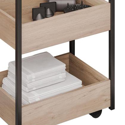 Imagem de Carrinho Auxiliar Para Salão De Beleza Industrial Liss M24 Freijó/preto - Mpozenato