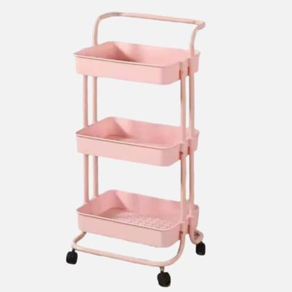 Imagem de Carrinho auxiliar profissional salao estetica multiuso 3 prateleiras armazenamento sala cozinha rose gold rodinhas