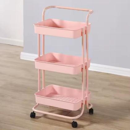 Imagem de Carrinho auxiliar profissional salao estetica multiuso 3 prateleiras armazenamento sala cozinha rose gold rodinhas