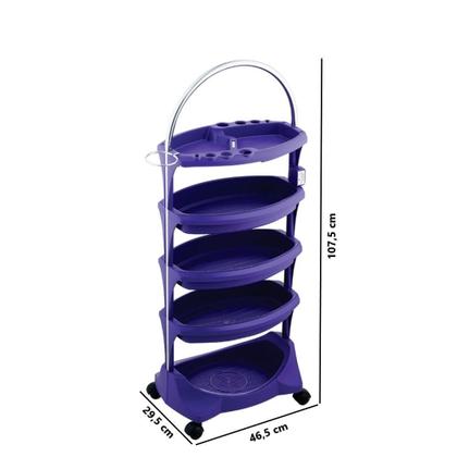 Imagem de Carrinho Auxiliar Salão de Beleza 4 Bandejas com Tomada Dompel Multibell Roxo