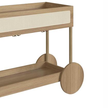 Imagem de Carrinho Bar 1 Gaveta 112cm com Porta Taças Pés em Madeira