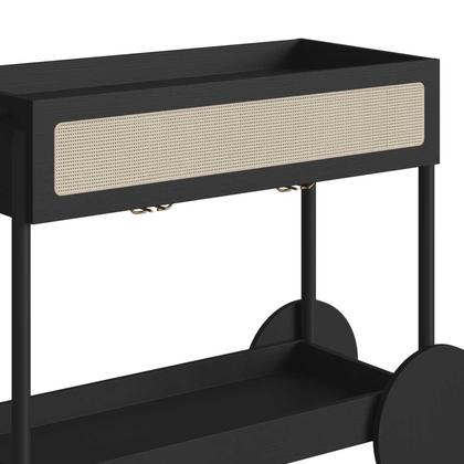 Imagem de Carrinho Bar 1 Gaveta 112cm com Porta Taças Pés em Madeira