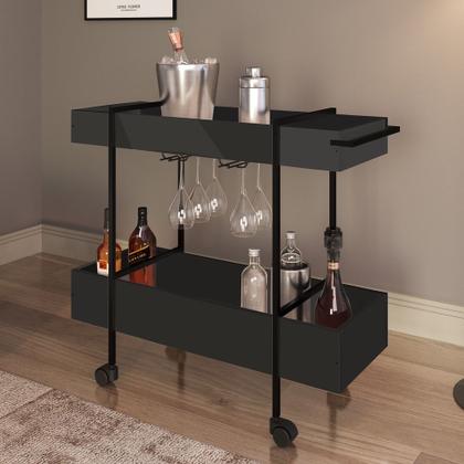 Carrinho Bar Com Rodízios Steel Quadra 27813 Preto Base Preta - Artesano Imagem de Carrinho Bar Com Rodízios Steel Quadra 27813 Preto Base Preta - Artesano