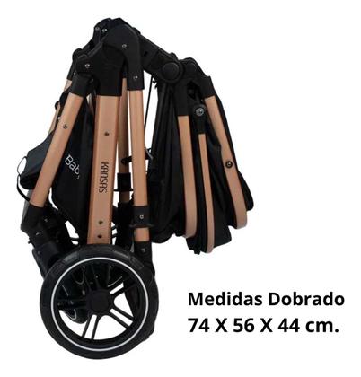 Imagem de Carrinho Bebê Conforto +base Kansas Premium Baby Gold Black