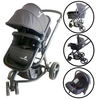 Imagem de Carrinho Bebê Conforto Moises Kit 3x1 Reversivel Chassi 15Kg