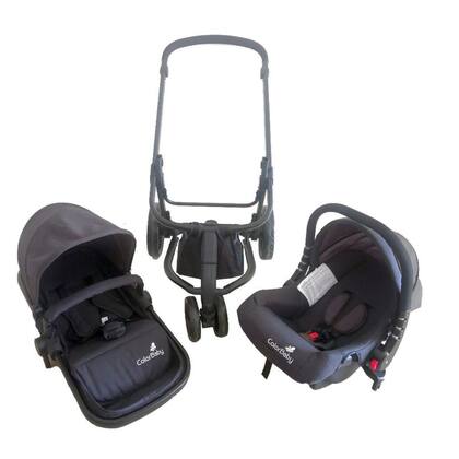 Imagem de Carrinho Bebe Passeio Black Até 15kg 3x1 Color Baby 3 Rodas