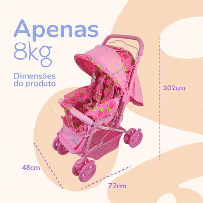 Imagem de Carrinho Bebê Passeio Menina Menino Reclinável Vira Berço Alça Reversível com Mosquiteiro Bamboo + Bolsa