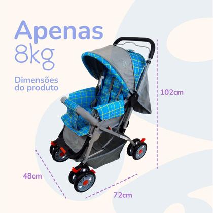 Imagem de Carrinho Bebê Passeio Menina Menino Reclinável Vira Berço Alça Reversível com Mosquiteiro Bamboo + Bolsa