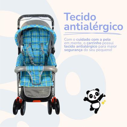 Imagem de Carrinho Bebê Passeio Menina Menino Reclinável Vira Berço Alça Reversível com Mosquiteiro Bamboo + Bolsa