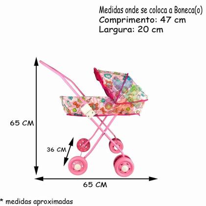 Imagem de Carrinho Berço Para Bonecas Com Armação Dobrável em Metal