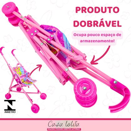 Imagem de Carrinho + Boneca Brinquedo Rosa Bebe Menina Reborn Infantil