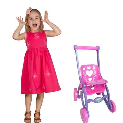 Imagem de Carrinho Boneca Infantil Rosa Baby Car Florzinha Brinquedo