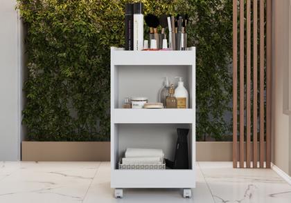 Imagem de Carrinho Branco Suporte De Esmalte Estéticos Com Rodinhas-Móveis Bonatto