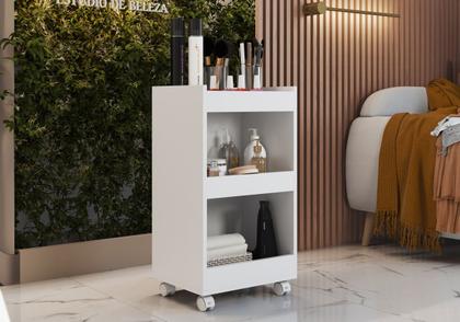 Imagem de Carrinho Branco Suporte De Esmalte Estéticos Com Rodinhas-Móveis Bonatto