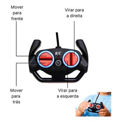 Imagem de Carrinho Brinquedo Controle Remoto 4 Funções Luzes Farol de LED 1:18 Presente Meninos e Meninas Cores Azul Vermelho Verde