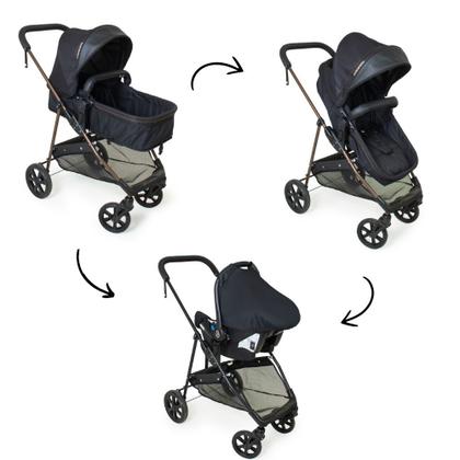 Imagem de Carrinho c/Bebê Conforto Passeio Moisés Napoli PT Galzerano