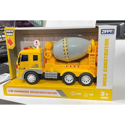 Imagem de Carrinho Caminhão A Fricção Com Luz e Som Mega Constructor - Zippy Toys - Brinquedo Linha Construção
