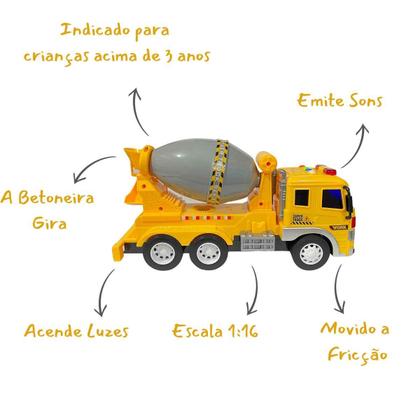 Imagem de Carrinho Caminhão A Fricção Com Luz e Som Mega Constructor - Zippy Toys - Brinquedo Linha Construção