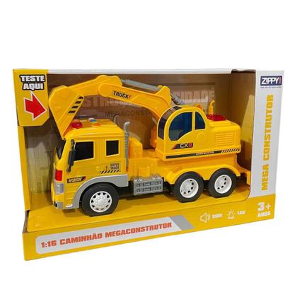 Imagem de Carrinho Caminhão A Fricção Com Luz e Som Mega Constructor - Zippy Toys - Brinquedo Linha Construção