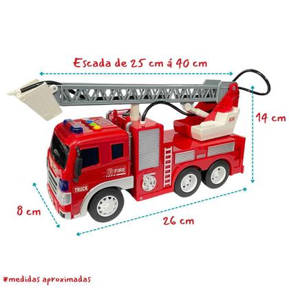 Imagem de Carrinho Caminhão De Bombeiro Articulado A Fricção Solta Água Com Luz e Som - Zippy Toys