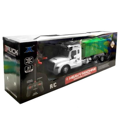 Imagem de Carrinho Caminhão de Lixo Controle sem Fio com Farol Som do Motor Levanta o Baú