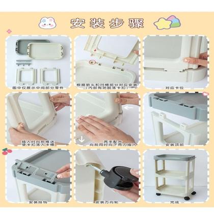 Imagem de Carrinho com 4 prateleiras organizador cozinha manicure brinquedos escritorio multiuso branco