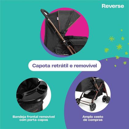 Imagem de Carrinho com Bebê Conforto Travel System Reverse Preto Bronze - Cosco