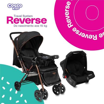 Imagem de Carrinho com Bebê Conforto Travel System Reverse Preto Bronze - Cosco