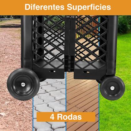 Imagem de Carrinho Compras Feira Cesta Dobrável C/ 4 Rodinhas 25Kg 60L