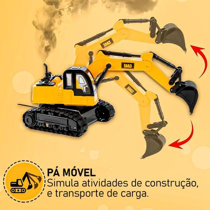 Imagem de Carrinho Controle Com Fio Trator Escavadeira Move Pá Anda - Dm Toys