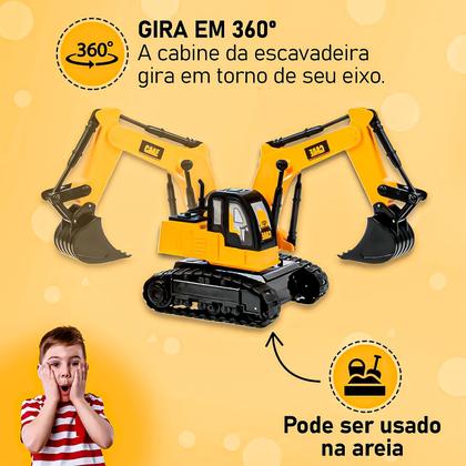 Imagem de Carrinho Controle Com Fio Trator Escavadeira Move Pá Anda - Dm Toys