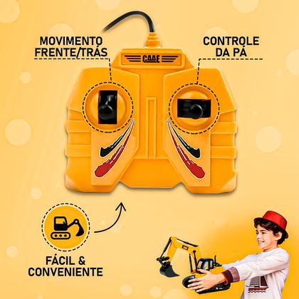 Imagem de Carrinho Controle Com Fio Trator Escavadeira Move Pá Anda - Dm Toys