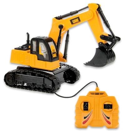 Imagem de Carrinho Controle Com Fio Trator Escavadeira Move Pá Anda - Dm Toys