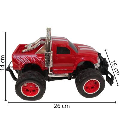 Imagem de Carrinho Controle Remoto Elétrico Recarregável Picape Monster Car Off Road Importway BW026 Cor Vermelho