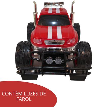 Imagem de Carrinho Controle Remoto Elétrico Recarregável Picape Monster Car Off Road Importway BW026 Cor Vermelho
