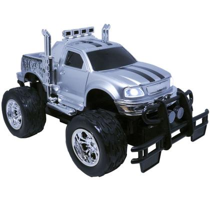 Imagem de Carrinho Controle Remoto Elétrico Recarregável Picape Monster Car Off Road Importway Prata BW026